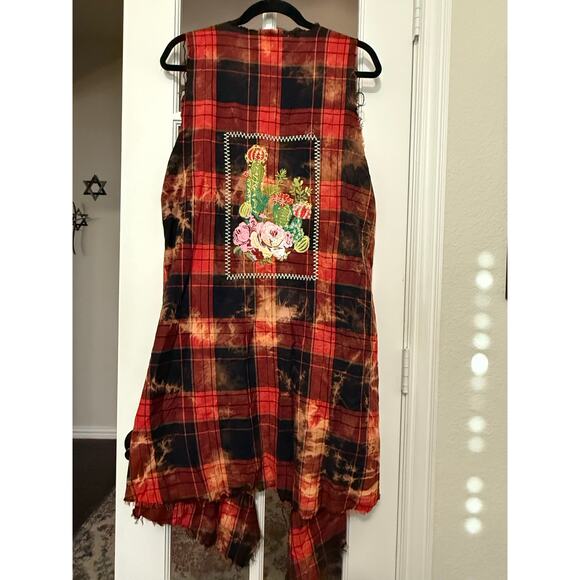 Savannah Jane duster vest southwestern grunge cactus embroidered raw edges Large - Picture 1 of 11